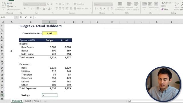 Build a Dynamic Budget vs Actuals Dashboard on Excel (Variance Analysis) смотреть онлайн
