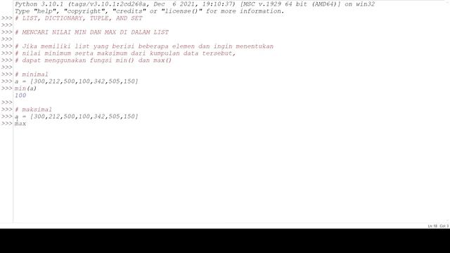 Python Tutorial [02] Mencari Nilai Min dan Max di Dalam List #18 смотреть онлайн