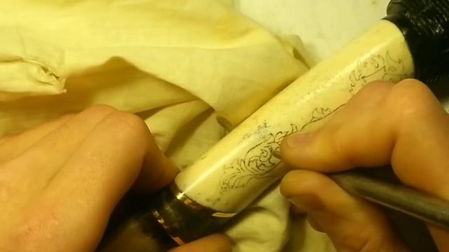 Decoration Of The Knife Handle. Scrimshaw