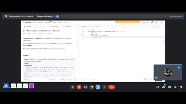 LeetCode 2114 | Maximum Number of Words Found in Sentences | Python смотреть онлайн