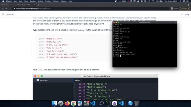 Learn Python 3 The Hard Way - Exercise 1: A good first program смотреть онлайн