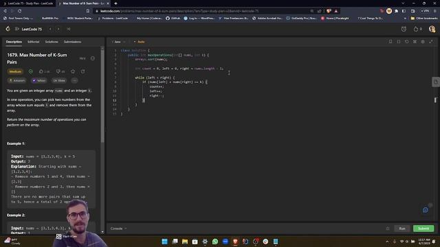 Solving the 'Max Number of K-Sum Pairs' Problem in Java LeetCode 75 Study Plan смотреть онлайн