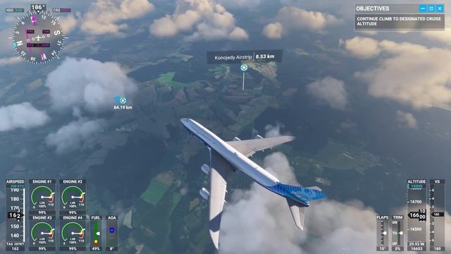Microsoft Flight Simulator 2020 Boeing 747 Praha Ruzyne - Pardubice