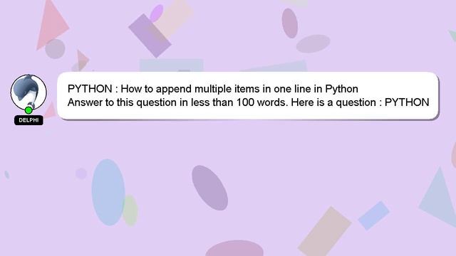 PYTHON : How to append multiple items in one line in Python смотреть онлайн
