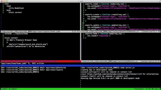 9 - View templates in Node.js with Jade смотреть онлайн