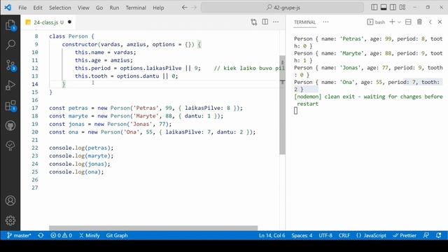 JavaScript intro: OOP, class, object, this, private fields, class extends - 42 grupė (46) смотреть онлайн