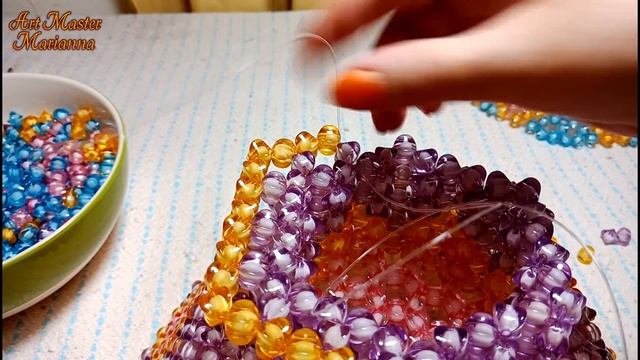 2/4 Ваза для фруктов на ножке из бусин - мастер-класс смотреть онлайн