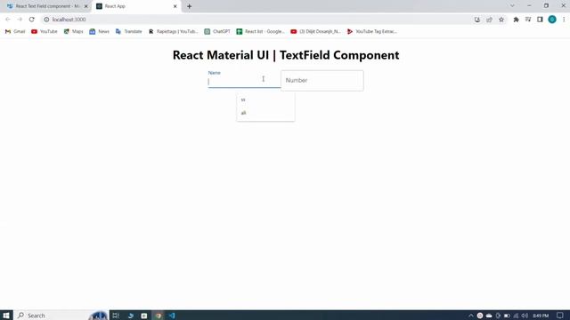 Material Ui In React JS Tutorial #5 TextField Component | Material UI V5 | Urdu/Hindi смотреть онлайн