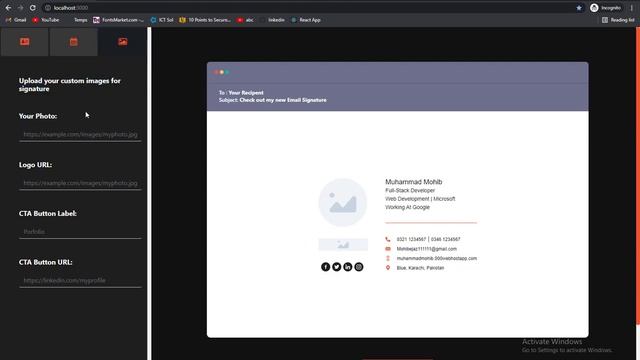 Mob Email Signature Builder Project By Muhammad Mohib (React.js) смотреть онлайн