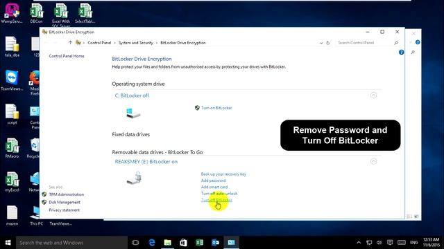How to turn of BitLocker or Remove password on USB Flash in Windows 10 смотреть онлайн