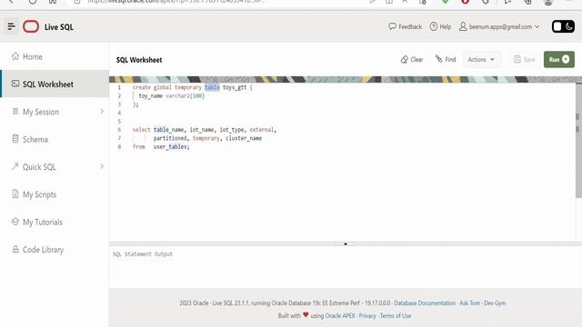 How To Create Global And Private Temporary Table In Oracle Database | Oracle Live SQL | Oracle SQL