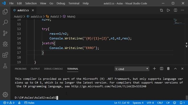 Exceções - Try Catch Finally - P1 - Curso Programação Completo C# - Aula 52 смотреть онлайн