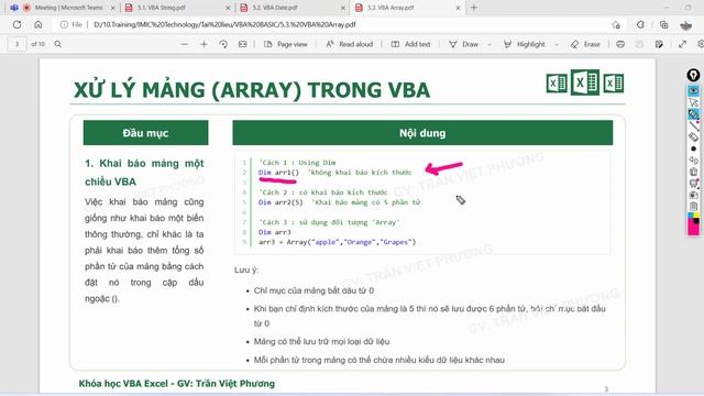 VBA EXCEL CƠ BẢN | BASIC FUNCTION AND ARRAY смотреть онлайн