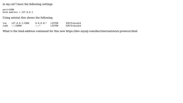 DevOps & SysAdmins: MySQL bind-address for port 33060 (X-Protocol) смотреть онлайн