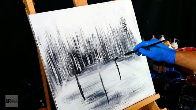 Unleash your artistic potential: Convert an empty canvas into captivating three blue trees. смотреть онлайн