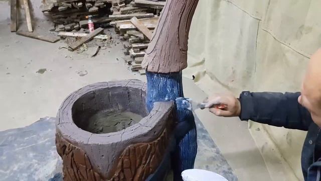 покраска вазона из арт бетона кистью. смотреть онлайн
