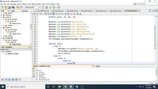 JAVA Basic Relational Operation & Conditional Statement Switch Case Area of Shapes смотреть онлайн