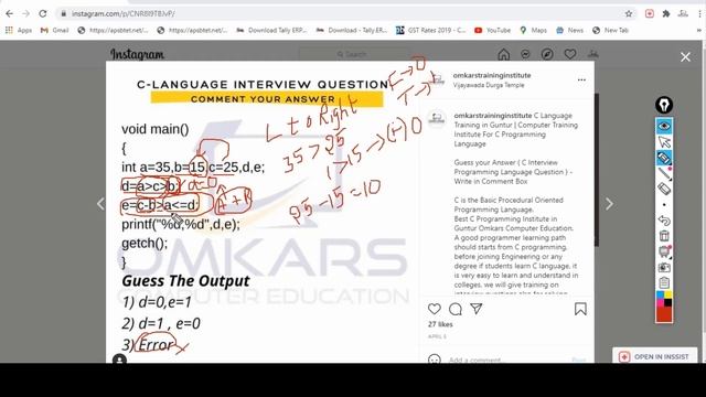 C Programming Language Interview Q&A about Operators in Telugu | C Language Institutes in Guntur смотреть онлайн