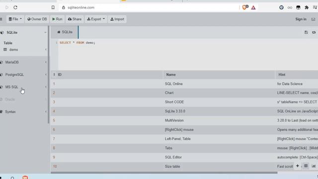 SQL Online Editor смотреть онлайн