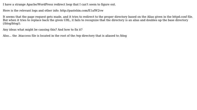 Webmasters: How can I fix an Apache redirect loop? смотреть онлайн