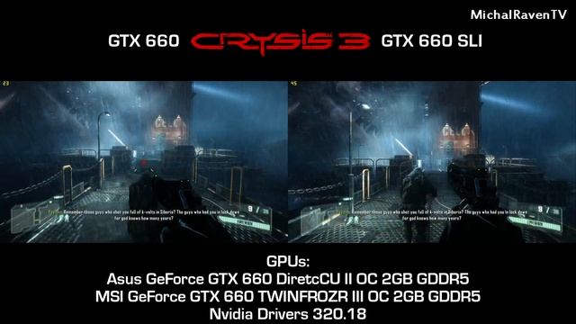 Crysis 3 - GTX 660 vs GTX 660 SLI - 1080p смотреть онлайн
