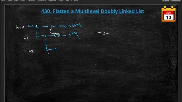 flatten a multilevel doubly linked list leetcode | leetcod 430 | constant space solution смотреть онлайн