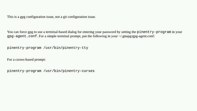 How do I get git to use the cli rather than some GUI application when asking for GPG password? смотреть онлайн