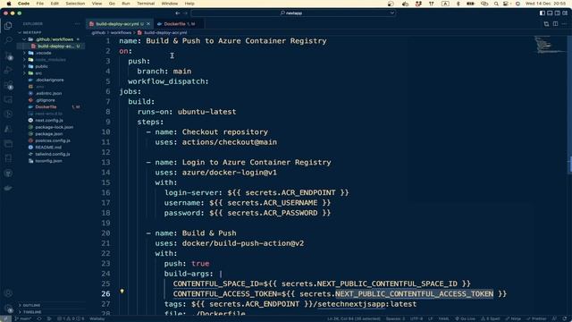 Build and Deploy nextjs | contentful | docker container to azure app service using github actions смотреть онлайн