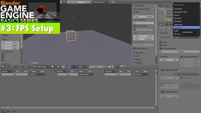 Blender Game Engine Basics Tutorial #4 : Game Screens & Collision #b3d #gamelogic