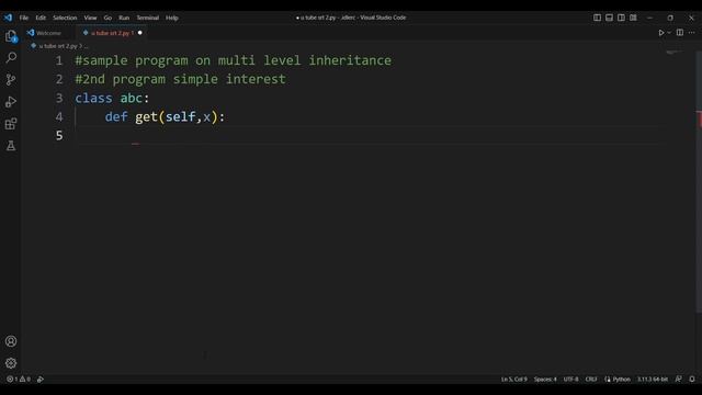 MULTI-LEVEL INHERITANCE IN PYTHON- SAMPLE PROGRAM AND EXPLANATION(inheritance in python video 4) смотреть онлайн