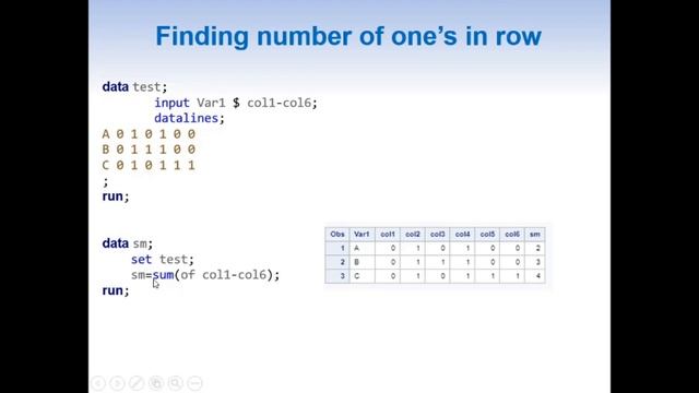 Finding number of 0’s within a row of 0’s and 1’s in SAS смотреть онлайн