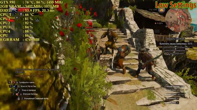 The Witcher 3 AMD Phenom ii X4 955 GTX 950 (Low Settings) смотреть онлайн