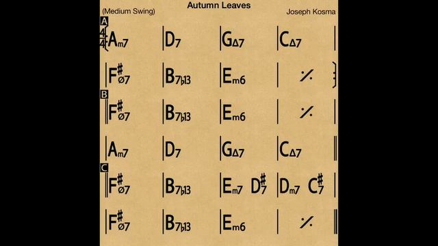 Autumn Leaves (no piano, E minor) - Backing track / Play-along смотреть онлайн