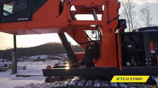 Работа подъемной кабины лесопогрузчика на базе экскаватора DOOSAN DX225LCA