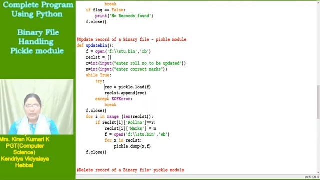 Binary File Handling Using - Pickle Module - Complete Program Using Python смотреть онлайн