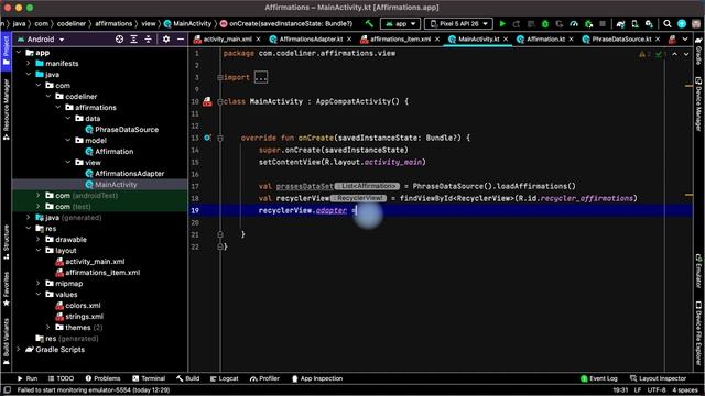 Вывод на экран списка Recycler View // Список фраз - 5 смотреть онлайн