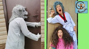 Диана и Даня играют в полицию, погоня за оборотнем. Манкиту