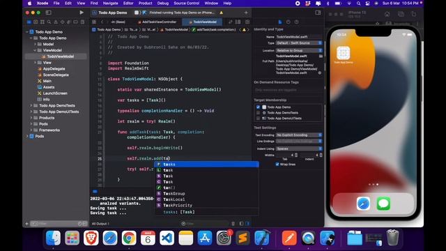 Build a Todo app in Swift (for Beginners) #3 - Save Data Locally using Realm | Xcode 13, Swift 5 смотреть онлайн