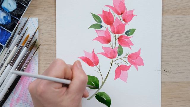 How to Paint Watercolour Bougainvillea смотреть онлайн