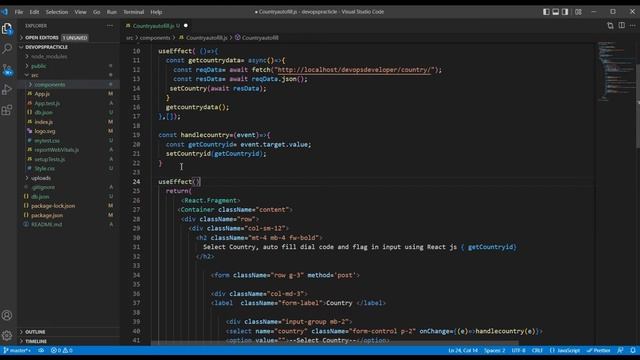 Select Country auto fill dial code and flage in input React JS смотреть онлайн