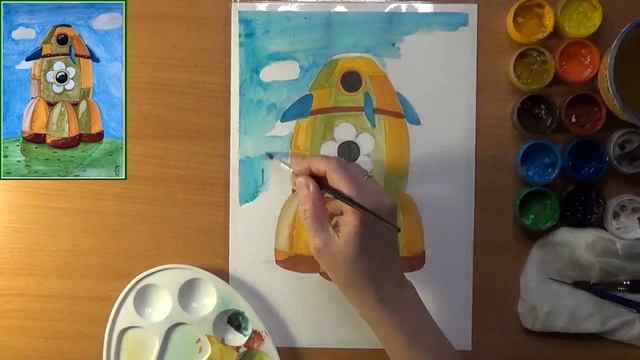 Как нарисовать ракету. Ракета Пина. Легко детям. Гуашь смотреть онлайн