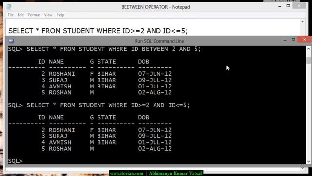 part 6 BETWEEN Operator sql=plsql(13) смотреть онлайн