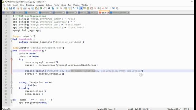 Generate CSV Report File using Python Flask MySQL смотреть онлайн