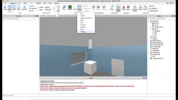 Roblox Studio Introductory Series Tutorials - Surfaces: Motors and Welds