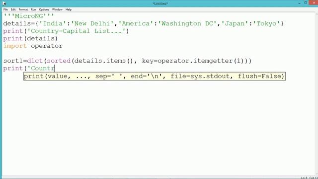 Python Program - sort dictionary смотреть онлайн