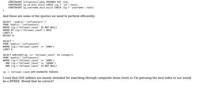 Best index for jsonb in Postgres смотреть онлайн