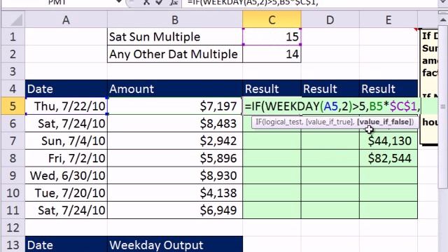 Excel Magic Trick 863: If Sat or Sun, Multiply by 15, Any Other Day Use 14 WEEKDAY & IF Functions смотреть онлайн
