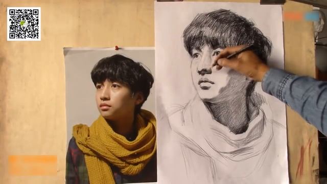 Portrait Drawing In Pencil / Young Man