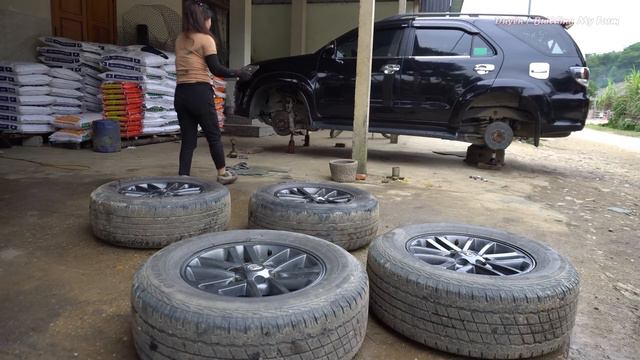 Mechanical Girl: Maintenance of TOYOTA FORTUNER Cars 4 Wheel Repair  Polish The Paint Color