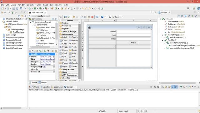 Java GUI - List and Combo смотреть онлайн